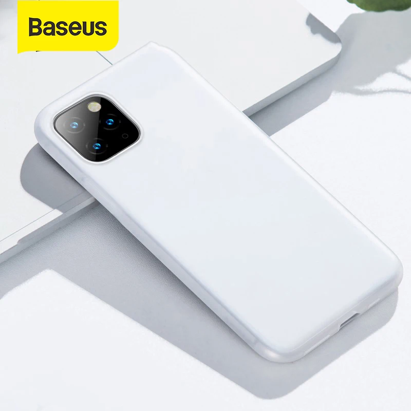 Baseus Fully-Covered Silicone Protection Phone Case Shockproof For iPhone 11 Pro XR Xs Max 0.8mm Thin Soft Back Cover |