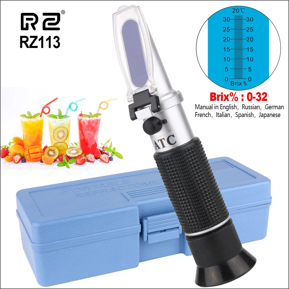 RZ Refractometer Sugar Brix 0-32% ATC Handheld Sugar Meter Fruit Saccharimeter RHB-32ATC Auto Digital Portable Refractometer 
RZ Refractometer Sugar Brix 0-32% ATC Handheld Sugar Meter Fruit Saccharimeter RHB-32ATC Auto Digital Portable Refractometer