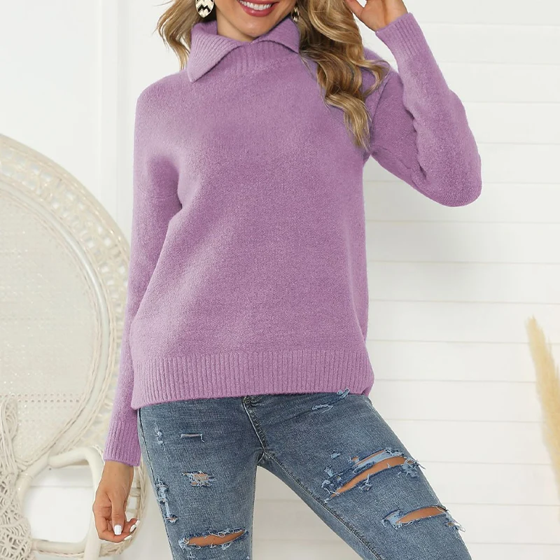 S. FLAVOR женский зимний теплый свитер с отложным воротником Женский Свободный