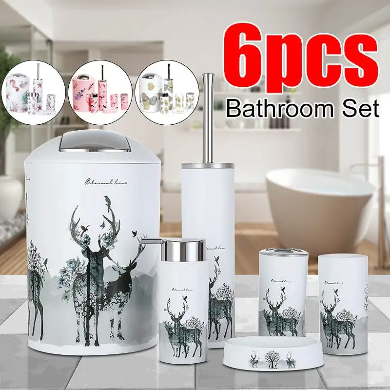 6pcs Bathroom Accessory Set Washing Tools Bottle Mouthwash Cup Soap Toothbrush Holder Waste Bin Toilet Brush Household Articles
6pcs Bathroom Accessory Set Washing Tools Bottle Mouthwash Cup Soap Toothbrush Holder Waste Bin Toilet Brush Household Articles