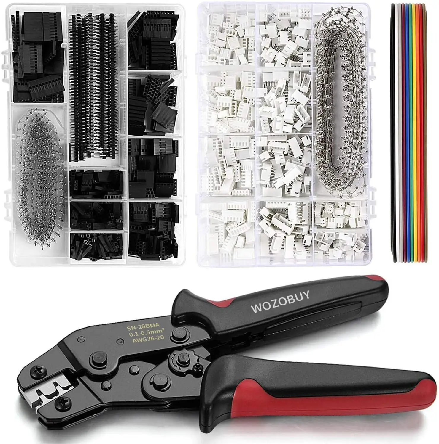 Crimping Tool Kit Ratcheting Crimper with 1550PCS 2.54mm Dupont Connectors and 760pcs 2.54mm JST-XH Connectors for AWG 26-20
Crimping Tool Kit Ratcheting Crimper with 1550PCS 2.54mm Dupont Connectors and 760pcs 2.54mm JST-XH Connectors for AWG 26-20