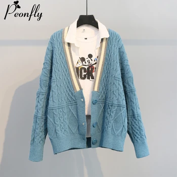 PEONFLY Single Breasted Women Sweater 2020 Fashion Casual Striped V Neck Cardigans Long Sleeve Loose Knitted Coat Blue Red
PEONFLY Single Breasted Women Sweater 2020 Fashion Casual Striped V Neck Cardigans Long Sleeve Loose Knitted Coat Blue Red