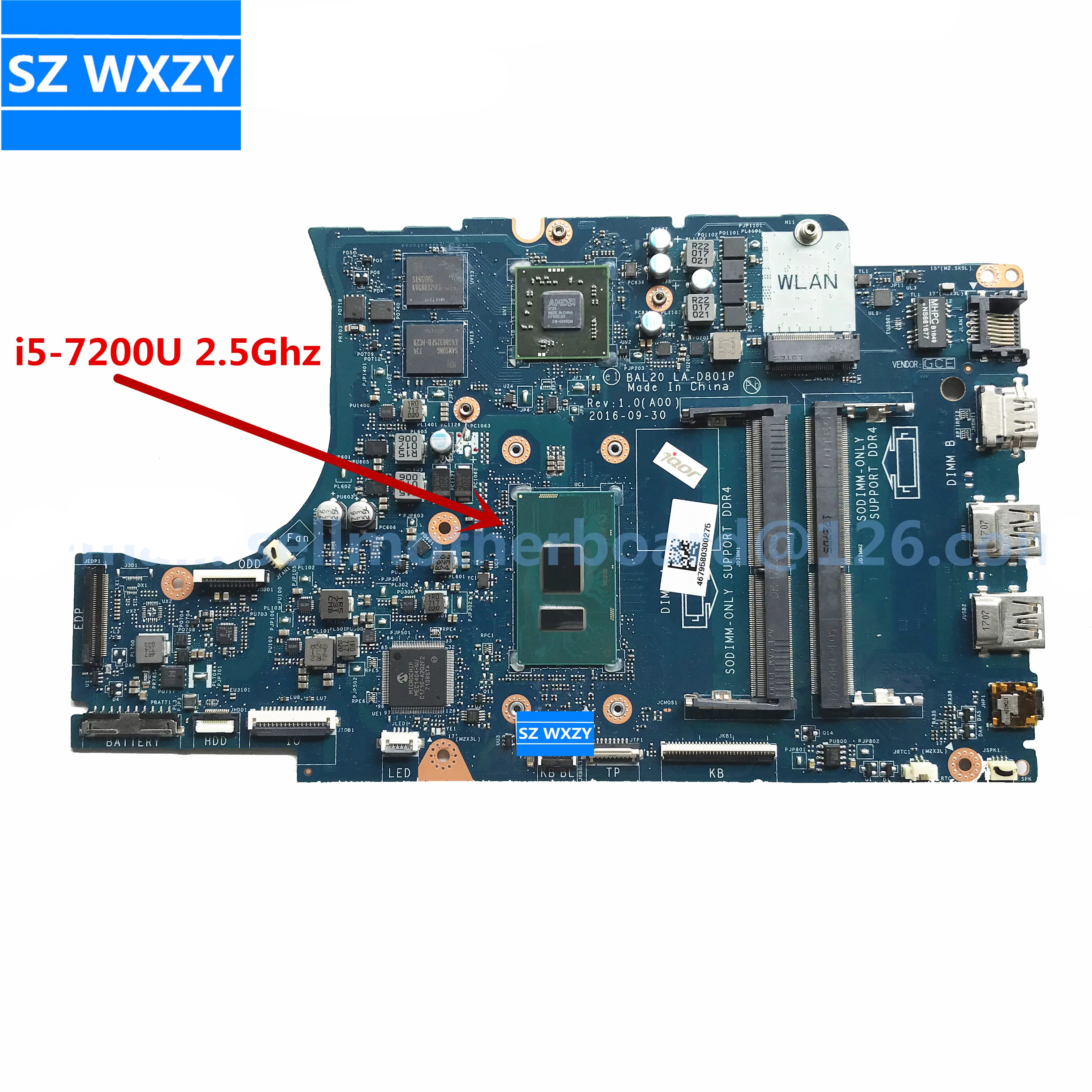 CN-0Y8N7H 0Y8N7H Y8N7H для DELL 5567 5767 материнская плата ноутбука с SR2ZU i5-7200U 2 5 Ghz BAL20 LA-D801P DDR4 MB 100%