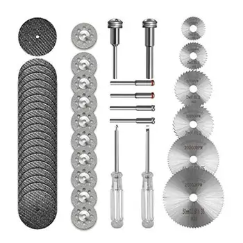 32pcs HSS Mini Circular Saw Blade Set Resin Cut-Off Wheels Diamond Cutting Discs Rotary Tool Accessories for Dremel Wood Plastic
32pcs HSS Mini Circular Saw Blade Set Resin Cut-Off Wheels Diamond Cutting Discs Rotary Tool Accessories for Dremel Wood Plastic