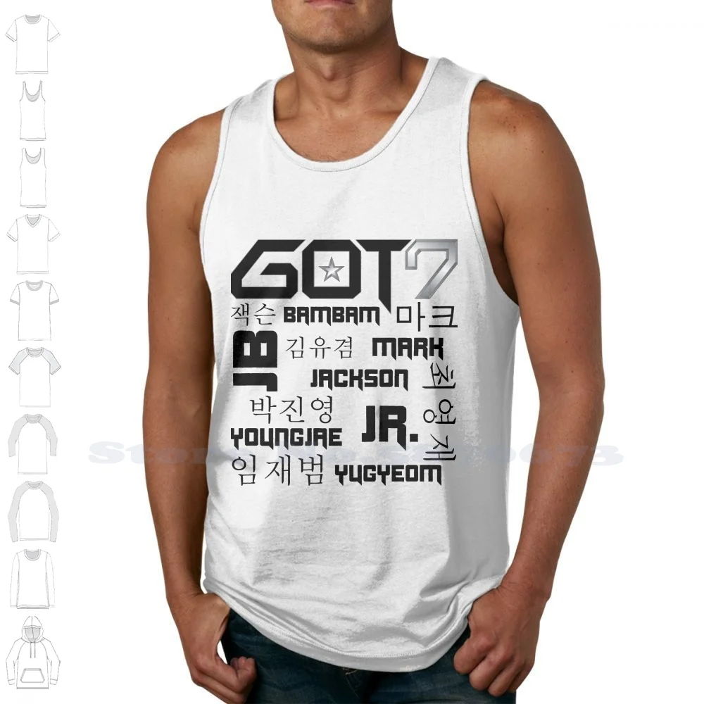 Got7 Fitness Vest Gyms Tank Top Plus Size M-3Xl Kpop Korean Pop Bambam Jackson Jr Mark Youngjae Yugyeom Jb Black White Got | Мужская