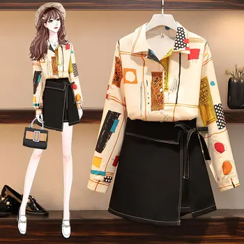 HAMALIEL High Quality Spring Summer Blouse Skirt Suit New Women Pattern Print Shirt Two Piece Set And Ladies Lace Up Skirt Set
HAMALIEL High Quality Spring Summer Blouse Skirt Suit New Women Pattern Print Shirt Two Piece Set And Ladies Lace Up Skirt Set