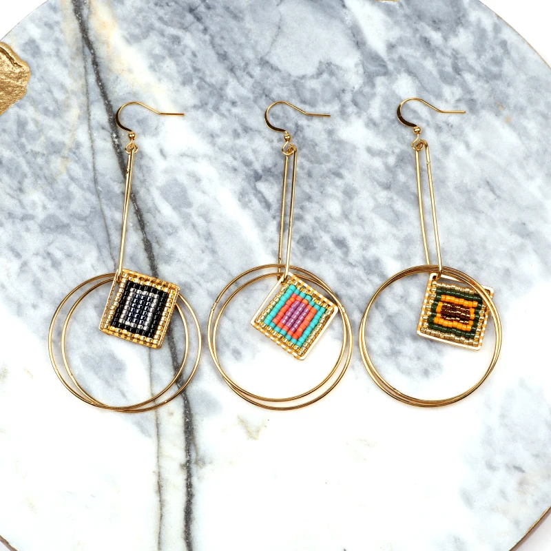 FAIRYWOO Miyuki Beaded Drop Earrings Handmade Gold Earring Geometric Big Circle Cover Sense of Superiority Earring Wholesale
FAIRYWOO Miyuki Beaded Drop Earrings Handmade Gold Earring Geometric Big Circle Cover Sense of Superiority Earring Wholesale