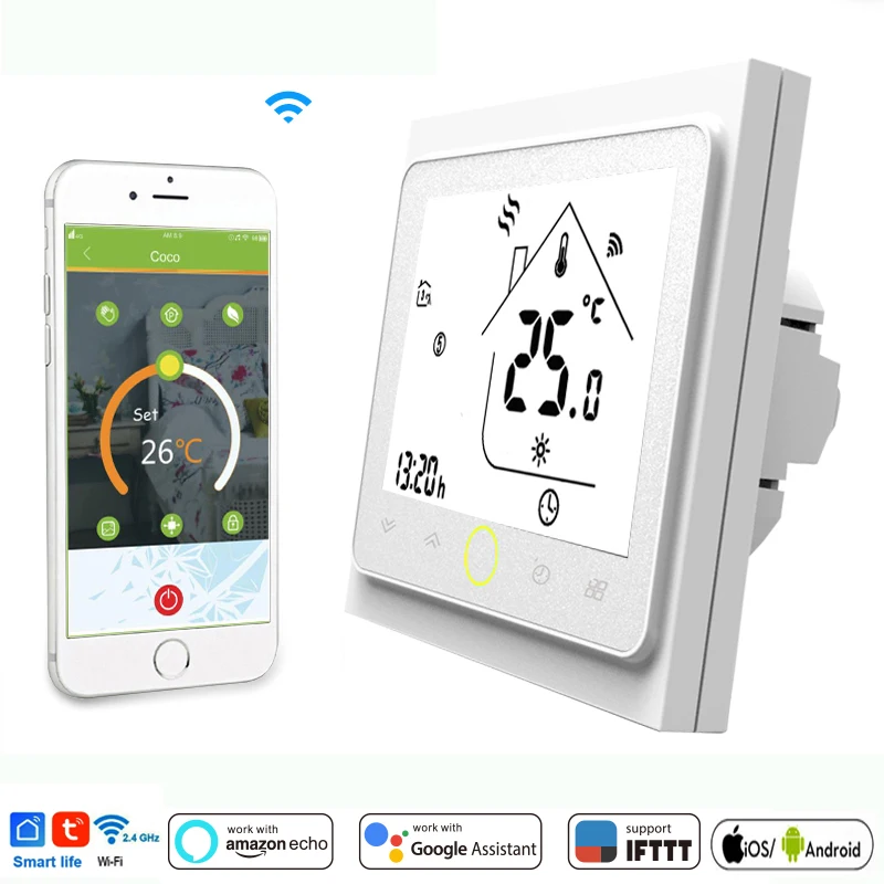 WiFi Smart Thermostat Temperature Controller for Water/Electric Floor Heating Water/Gas Boiler Work with Alexa Google Home IFTTT
WiFi Smart Thermostat Temperature Controller for Water/Electric Floor Heating Water/Gas Boiler Work with Alexa Google Home IFTTT