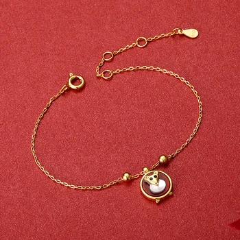 S925 sterling silver gold plated rat zodiac red agate ladies bracelet
S925 sterling silver gold plated rat zodiac red agate ladies bracelet