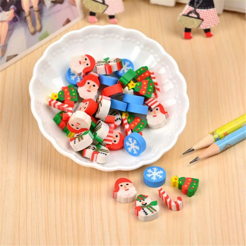 36Pcs/Box Cute Mini Christmas Series Erasers Kawaii Stationery for Kids Children Gifts Pencil Rubbers material escolar | Канцтовары для