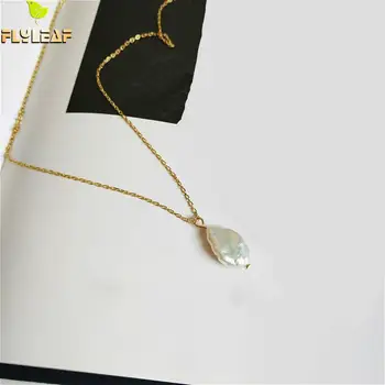 Flyleaf Gold Irregular Shaped Pearl Necklaces & Pendants Real 925 Sterling Silver Necklace For Women Fashion Chain Fine Jewelry
Flyleaf Gold Irregular Shaped Pearl Necklaces & Pendants Real 925 Sterling Silver Necklace For Women Fashion Chain Fine Jewelry