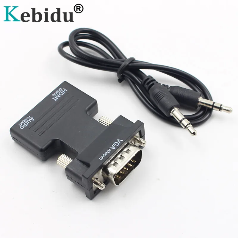 Фото kebidu HDMI-compatible to VGA Audio Converter Adapter Support 1080P Signal Output For HDTV Monitor Projector PC PS3 | Электроника