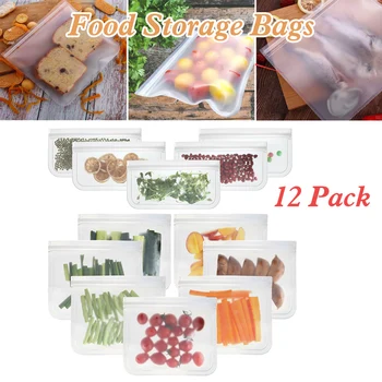 PEVA Food Storage Bags Set of 12 BPA-Free Small and Large Sizes Airtight Reusable Food Bags
PEVA Food Storage Bags Set of 12 BPA-Free Small and Large Sizes Airtight Reusable Food Bags