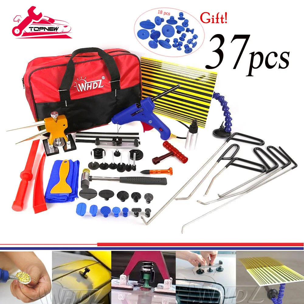 Paintless Dent Repair Car Dent Puller kit Dent Hooks Kit with Hot Melt Glue Gun Glue Sticks for Car Body Dent Repair
Paintless Dent Repair Car Dent Puller kit Dent Hooks Kit with Hot Melt Glue Gun Glue Sticks for Car Body Dent Repair
