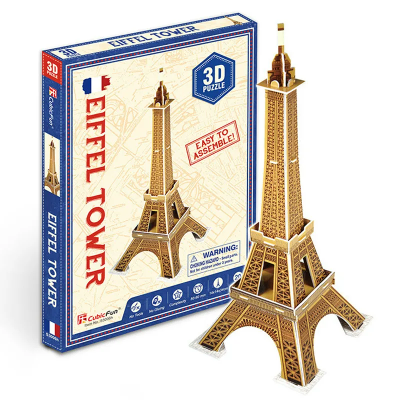 

Word Famous Buildings 3D Paper Puzzle Eiffel Tower Jigsaw Assembled Model Craft DIY Educational Toys For Children Adult Gifts