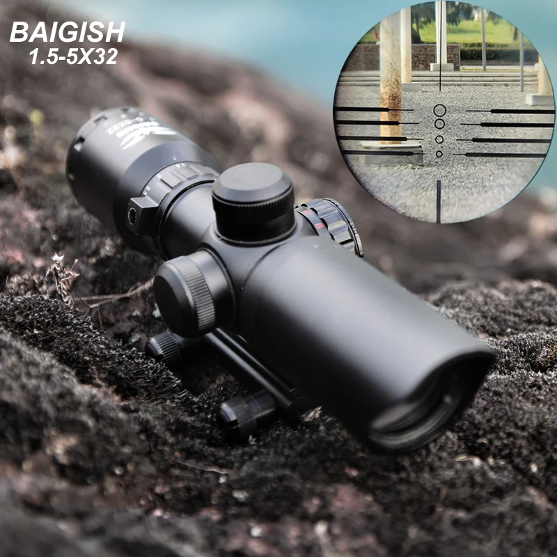 BAIGISH 1.5-5X32 Short Scope Hunting Riflescopes Red Dot Green Illuminated Crossbows Airsoft Weapons with 20mm Rail Mounts
BAIGISH 1.5-5X32 Short Scope Hunting Riflescopes Red Dot Green Illuminated Crossbows Airsoft Weapons with 20mm Rail Mounts
