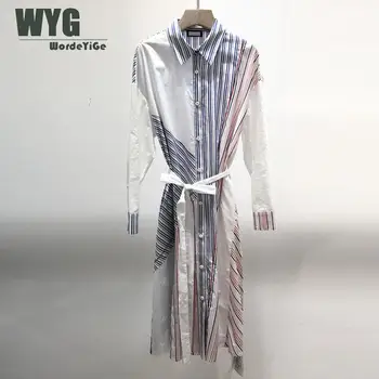 Unique Designer High Quality Cotton Shirt Dresses 2020 Spring New Ladies Elegant Long Sleeve Striped Loose Dress With Belt
Unique Designer High Quality Cotton Shirt Dresses 2020 Spring New Ladies Elegant Long Sleeve Striped Loose Dress With Belt