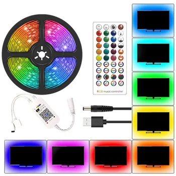 SMD 5050 Home Decor Flexible TV Backlight Ribbon Free Cut 40key Remote Controller Bedroom DC5V APP Music Sync LED Strip Light
SMD 5050 Home Decor Flexible TV Backlight Ribbon Free Cut 40key Remote Controller Bedroom DC5V APP Music Sync LED Strip Light