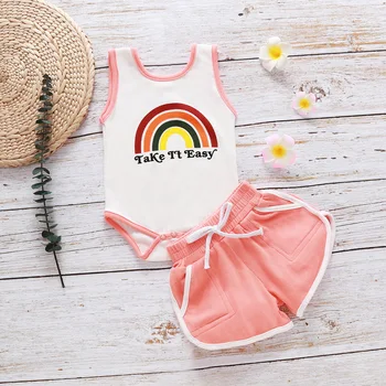 Newborn Baby Girls Clothes Sets Rainbow Printed Sleeveless Tops And Pockets Shorts 2pcs Outfits Summer Casual Infant Clothes D30
Newborn Baby Girls Clothes Sets Rainbow Printed Sleeveless Tops And Pockets Shorts 2pcs Outfits Summer Casual Infant Clothes D30