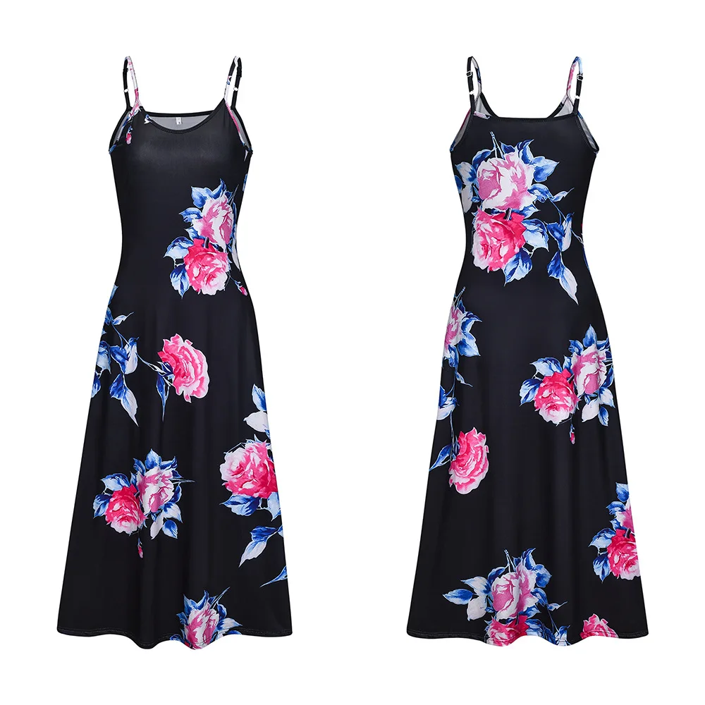 Sexy Maxi Dresses For Women Boho Print V-Neck Floral Sundresses Women Sleeveless Plus Size Dresses For Women 4xl 5xl Summer 2020