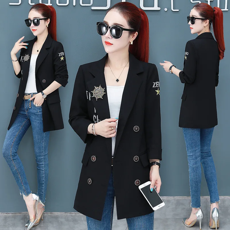 Spring And Autumn Small Suit Women's Casual Black Coat 2019 Autumn New Style Korean-style Loose-Fit Versatile Mid-length Suit Fa
Spring And Autumn Small Suit Women's Casual Black Coat 2019 Autumn New Style Korean-style Loose-Fit Versatile Mid-length Suit Fa