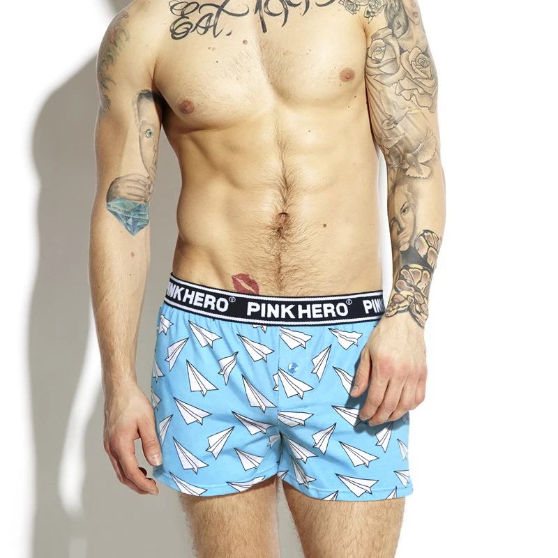 NEW Pink Heroes Men Underwear Board shorts Fashion Printed Boxers Shorts 100% Cotton Trunk | Мужская одежда