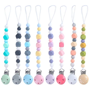 Baby Wooden Pacifier Clip Colorful Silicone Beads Anti-chain Infant Pacifier Chain Toy Newborn Pacifier Chain Holder
Baby Wooden Pacifier Clip Colorful Silicone Beads Anti-chain Infant Pacifier Chain Toy Newborn Pacifier Chain Holder
