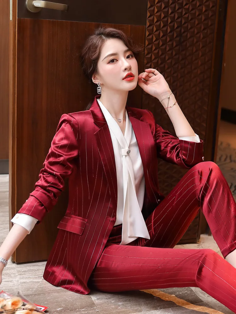 Striped suit Korean style jacket and pants set 2piece set women office attire women professional clothes for women womens suit
Striped suit Korean style jacket and pants set 2piece set women office attire women professional clothes for women womens suit