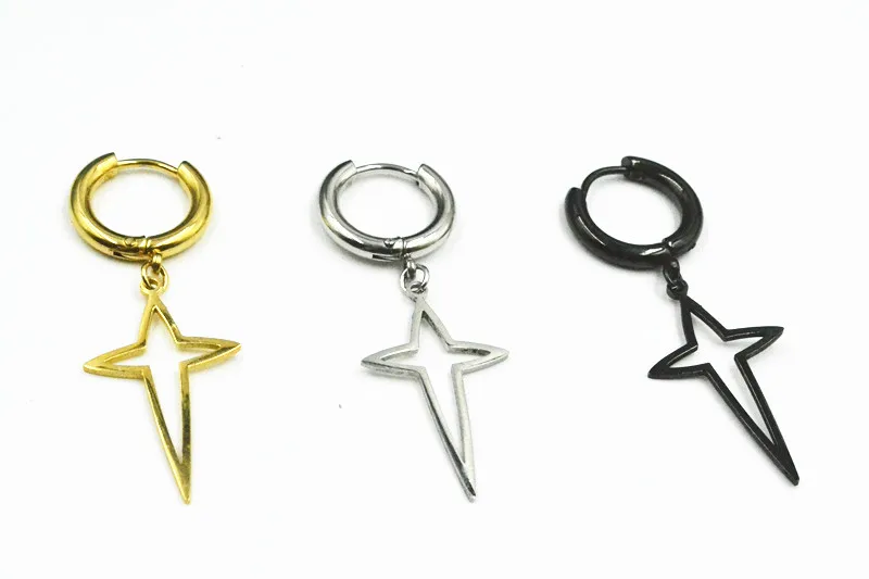 

50pcs Free Shippment Body jewelry-Spark Star NEW Women Men PUNK EMO Ear Stud Earring Hoop Ear Piercing Sliver/Black/Gold