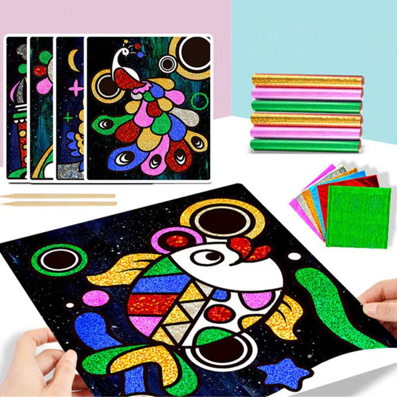 Scratch Art Paper Magic DIY Colorful Rainbow Scraping Painting Cards Sticker Set Toys Educational Drawing Toy for Girl
Scratch Art Paper Magic DIY Colorful Rainbow Scraping Painting Cards Sticker Set Toys Educational Drawing Toy for Girl