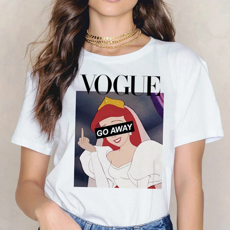 Женская футболка с круглым вырезом Vogue Spoof Princess повседневные студенческие Топы