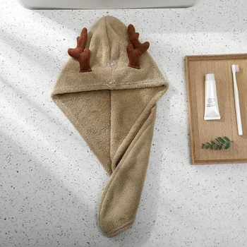 65 * 25CM 1Pcs Cartoon Elk Horn Dry Hair Cap Coral Fleece Shower Cap Super Absorbent Cap Children Shower Cap Bathroom Supplies
65 * 25CM 1Pcs Cartoon Elk Horn Dry Hair Cap Coral Fleece Shower Cap Super Absorbent Cap Children Shower Cap Bathroom Supplies
