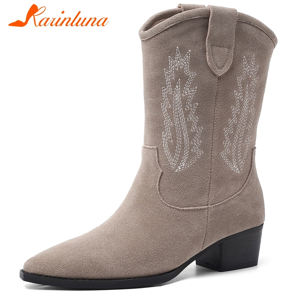 Karinluna Fashion New Design Plus Size 46 Chunky Heels Concise Shoes Woman Boots Slip On Cow Suede Mid Calf Boots Women Shoes
Karinluna Fashion New Design Plus Size 46 Chunky Heels Concise Shoes Woman Boots Slip On Cow Suede Mid Calf Boots Women Shoes