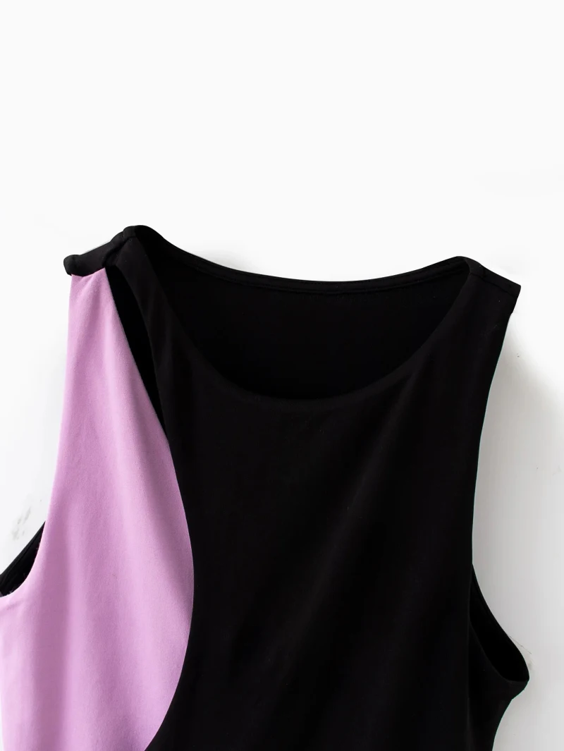 Patchwork women elegant bomb bodysuits 2020 summer fashion ladies purple-black bodysuit party female stylish bodysuit girls chic