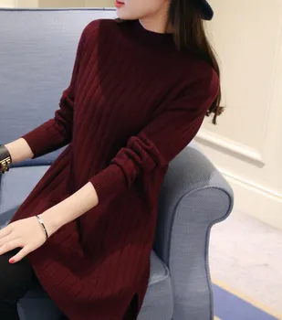 Women's knitted T-shirt solid color shirt high collar thick T-shirt 
Women's knitted T-shirt solid color shirt high collar thick T-shirt