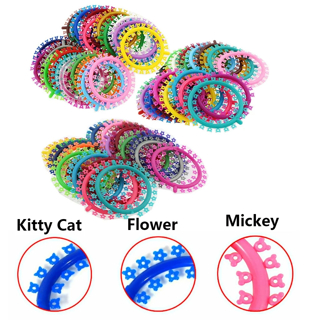 

Cesoon 1000 Pcs/Bag Dental Orthodontic Cartoon Ligature Ties Bands Braces O-Ring Mickey Kitty Cat Flower Dentist Ortho Materials