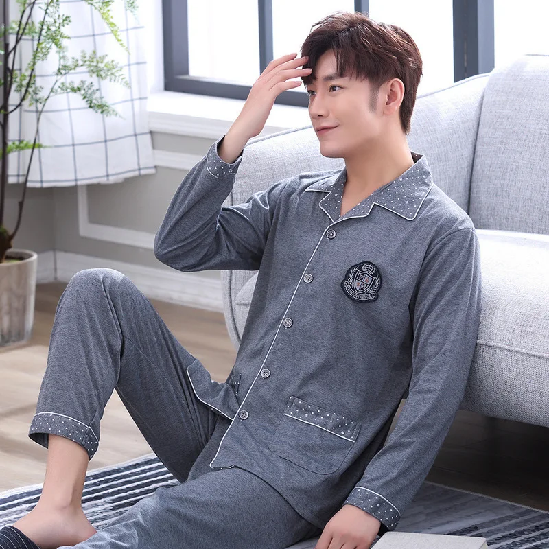 Pajamas Men's Spring and Autumn Pure Cotton Long-sleeved Middle-aged and Elderly Cotton Cardigan Men's Thin Suit Sommeil Tops
Pajamas Men's Spring and Autumn Pure Cotton Long-sleeved Middle-aged and Elderly Cotton Cardigan Men's Thin Suit Sommeil Tops