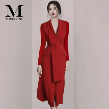 Micosoni 2020 New High Women's Clothing Aristocratic Temperament Long-Sleeve Commute V-neck Solid Color Asymmetrical OL Dress
Micosoni 2020 New High Women's Clothing Aristocratic Temperament Long-Sleeve Commute V-neck Solid Color Asymmetrical OL Dress