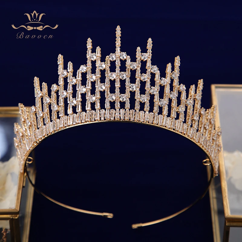 

Princess Crystal Zircon Wedding Crown Headpieces Bridal Tiara Headbands Hair Accessories Brides Evening Hair Jewelry