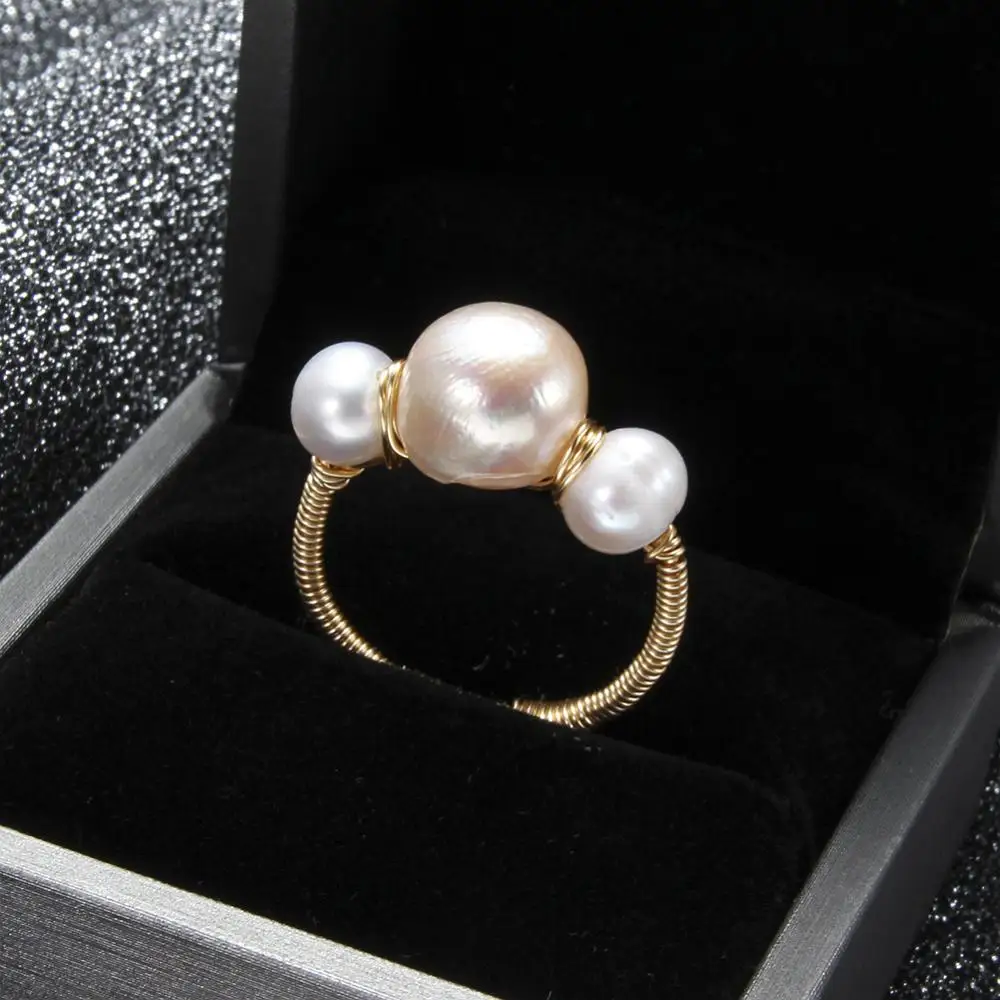 Natural Baroque Fresh Water Pearl Ring For Women Party Gift Handmade Creative Rings Wedding Party Luxury Pearl Rings
Natural Baroque Fresh Water Pearl Ring For Women Party Gift Handmade Creative Rings Wedding Party Luxury Pearl Rings