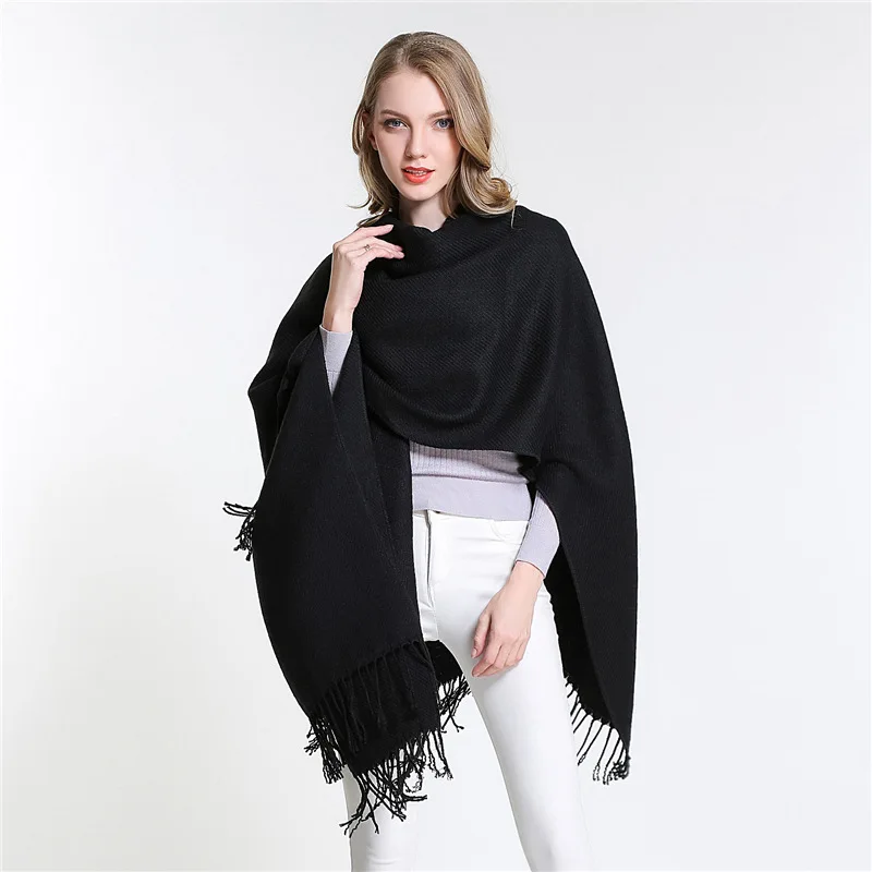 New Style WOMEN'S Coat Solid Color Black Oversized Knitted Poncho Cloak Double-Sided Shawl Cardigan Woollen Sweater with Tassels
New Style WOMEN'S Coat Solid Color Black Oversized Knitted Poncho Cloak Double-Sided Shawl Cardigan Woollen Sweater with Tassels