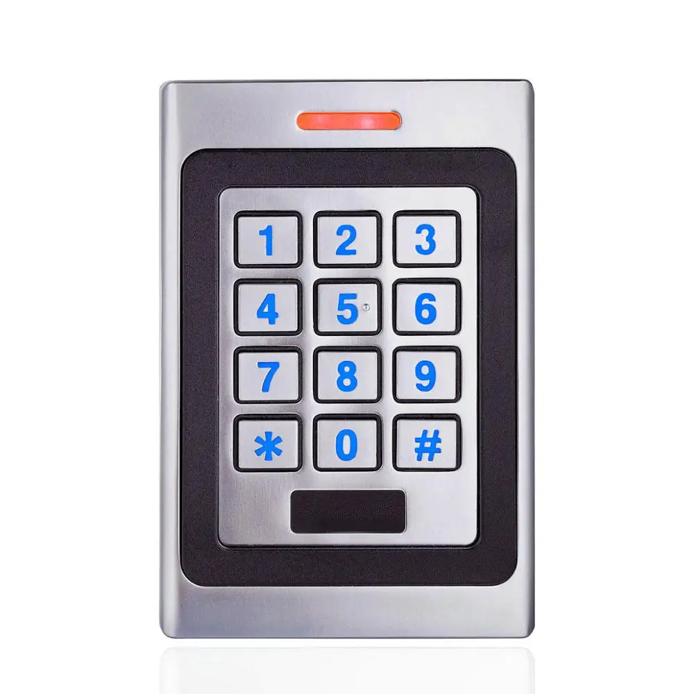 

125Khz/13.56Mhz Access Control RFID Card Reader Keypad Metal Security Entry Door Opener Wiegand 26/34 Output IP67 Waterproof