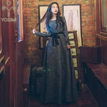YOSIMI 2020 Autumn Winter Maxi Vintage Long Women Dress Gray Full Sleeve O-neck Evening Party Lace Waistband Female Dresses
YOSIMI 2020 Autumn Winter Maxi Vintage Long Women Dress Gray Full Sleeve O-neck Evening Party Lace Waistband Female Dresses