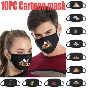 Fashion Cute Sloth Printed Face Mask Outdoor Dustproof Windproof Breathable Mask Quick-drying Reusable Face Mask Men Women 10PCs