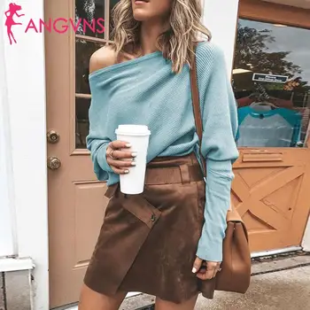Women Fashion Casual Winter Oblique Collar Long Sleeve Bat Spring, Winter, Autumn Sleeve Solid Causal Sweater 
Women Fashion Casual Winter Oblique Collar Long Sleeve Bat Spring, Winter, Autumn Sleeve Solid Causal Sweater