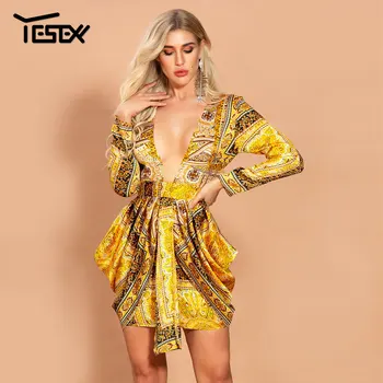 Yesexy 2020 Sexy Deep V Neck Long Sleeve Yellow Print Women Mini Dresses Pleated High Waist Women Dresses VR20114
Yesexy 2020 Sexy Deep V Neck Long Sleeve Yellow Print Women Mini Dresses Pleated High Waist Women Dresses VR20114