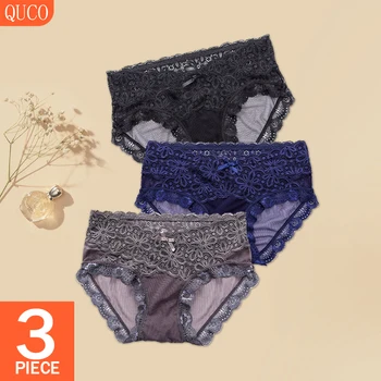 QUCO Brand 3 Pcs/lot Ladies Panties Women's Underwear Sexy Lace Panty Sheer Low-Rise Lingerie Women Briefs Hot Intimates
QUCO Brand 3 Pcs/lot Ladies Panties Women's Underwear Sexy Lace Panty Sheer Low-Rise Lingerie Women Briefs Hot Intimates