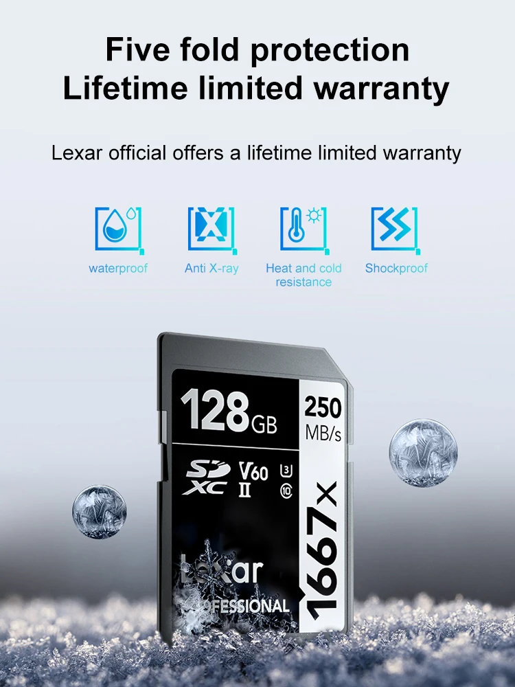 Cartão SD Lexar Professional SD Card SDXC UHS-II 1667X V60 U3 C10 : 32GB - 64GB - 128GB - 256GB Cartão SD Lexar Professional SD Card SDXC UHS-II 1667X V60 U3 C10 : 32GB - 64GB - 128GB - 256GB