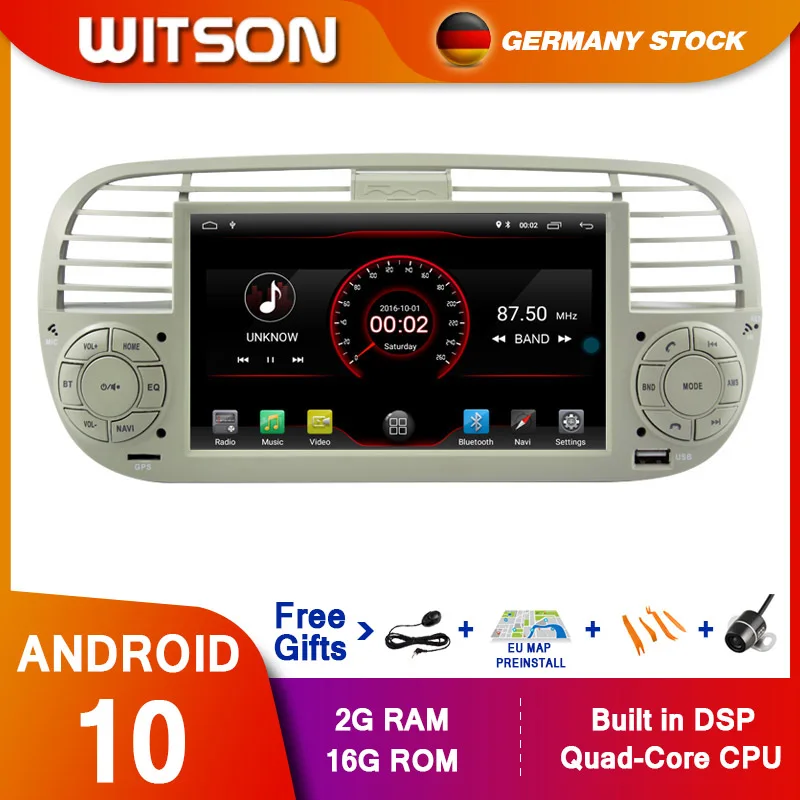 DE со! WITSON K700 Android10 четырехъядерный автомобильный Dvd медиаплеер для FIAT 500 радио