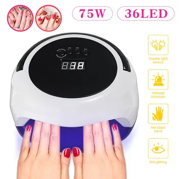 Nail Dryer 75W 36 LED UV Lamp Timing LCD Display Large Power Capacity Manicure Smart Infrared Sensor Nail Art Tools US/EU plug
Nail Dryer 75W 36 LED UV Lamp Timing LCD Display Large Power Capacity Manicure Smart Infrared Sensor Nail Art Tools US/EU plug
